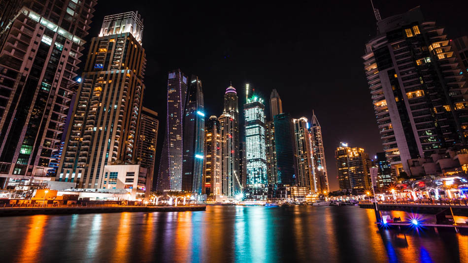 Dubai United Arab Emirates Skyscrapers Night