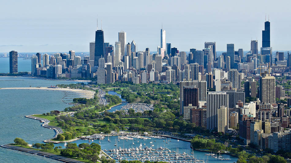 Chicago Skyscrapers Top View Ocean